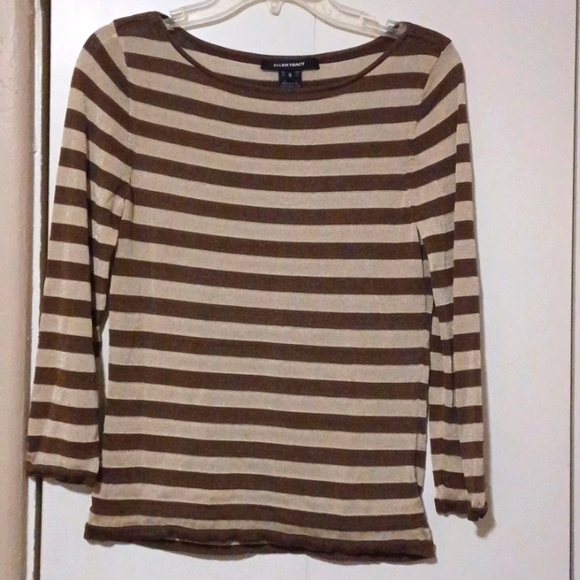 Ellen Tracy, Scoop Neck Gold and Brown stretch pullover. Sz. S. - Picture 1 of 5